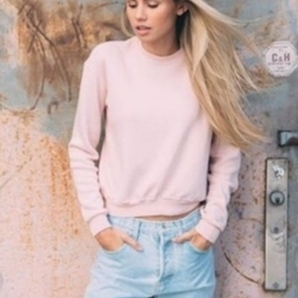 Brandy Melville Tops - Brandy Melville Pink Crew Sweatshirt